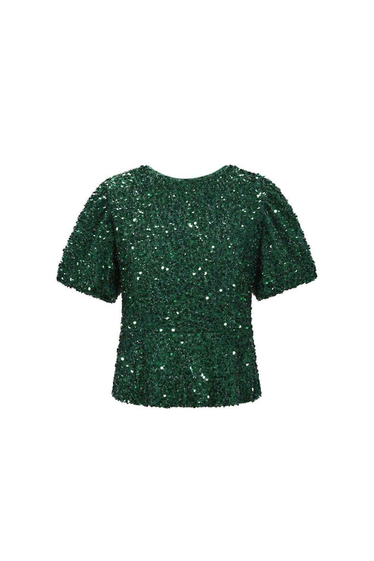 Elegant Sequined Short Sleeve Top for Fall/Winter
