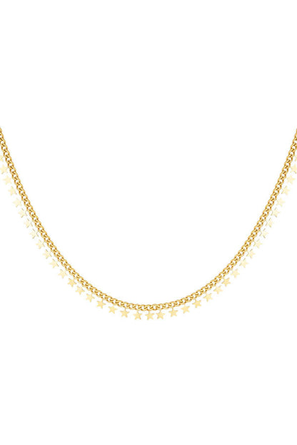RVS ketting sterren necklace Goud kleur Stainless Steel