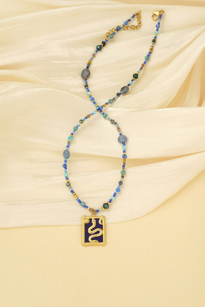 Chic Blue Beaded Necklace for Women - Spring/Summer Statement