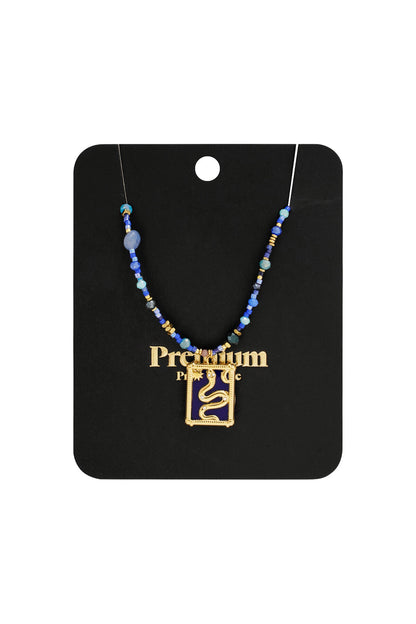 Chic Blue Beaded Necklace for Women - Spring/Summer Statement