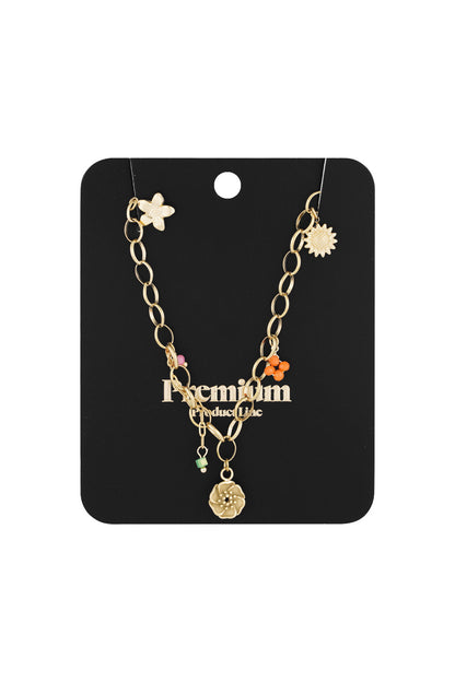 Elegant Gold Color Flower Pendant Necklace for Daily Wear