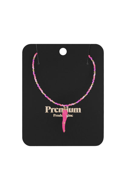 Fuchsia Beaded Necklace for Women - Simple & Stylish
