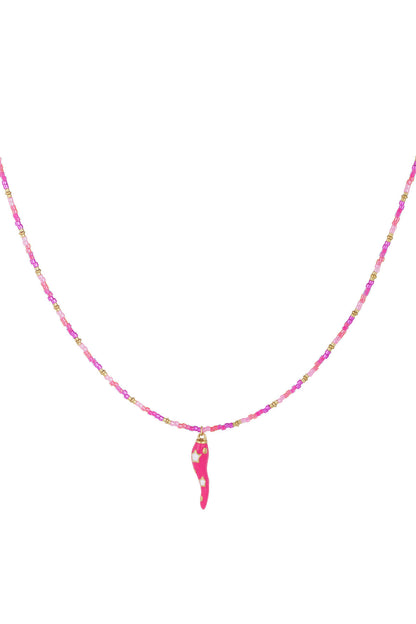 Fuchsia Beaded Necklace for Women - Simple & Stylish
