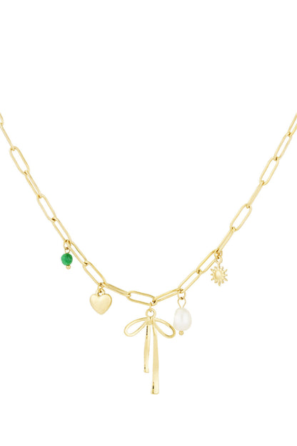 Elegant Bow Knot Pendant Necklace - Silver & Gold