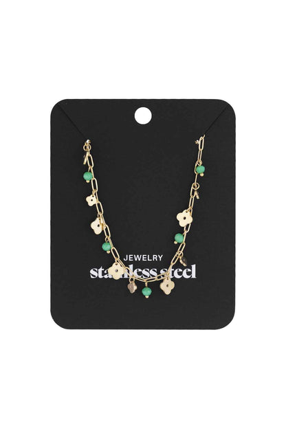 Elegant Green Clover Pendant Necklace for Spring