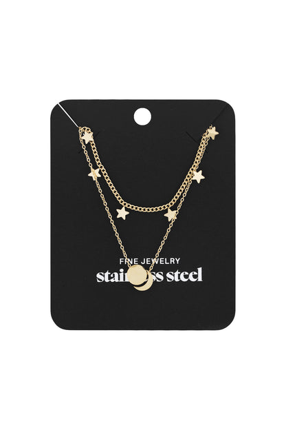 Elegant Star Layered Necklace in Silver & Gold