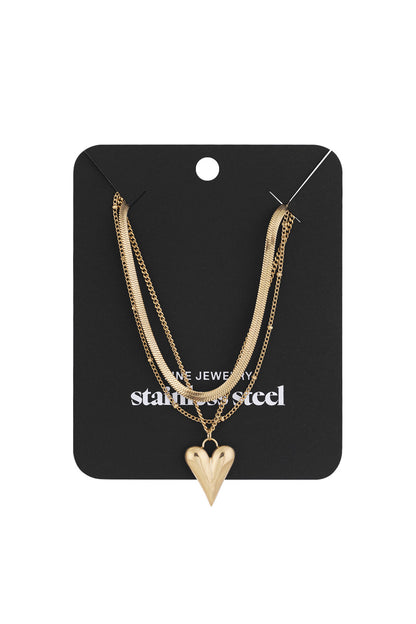 Elegant Gold Layered Heart Necklace for Daily Wear
