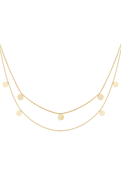 Elegant Multi-Layered Necklace in Silver & Gold