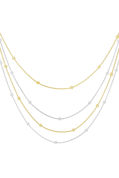 Elegant Layered Necklace in Silver, Gold, or Mixed Tones