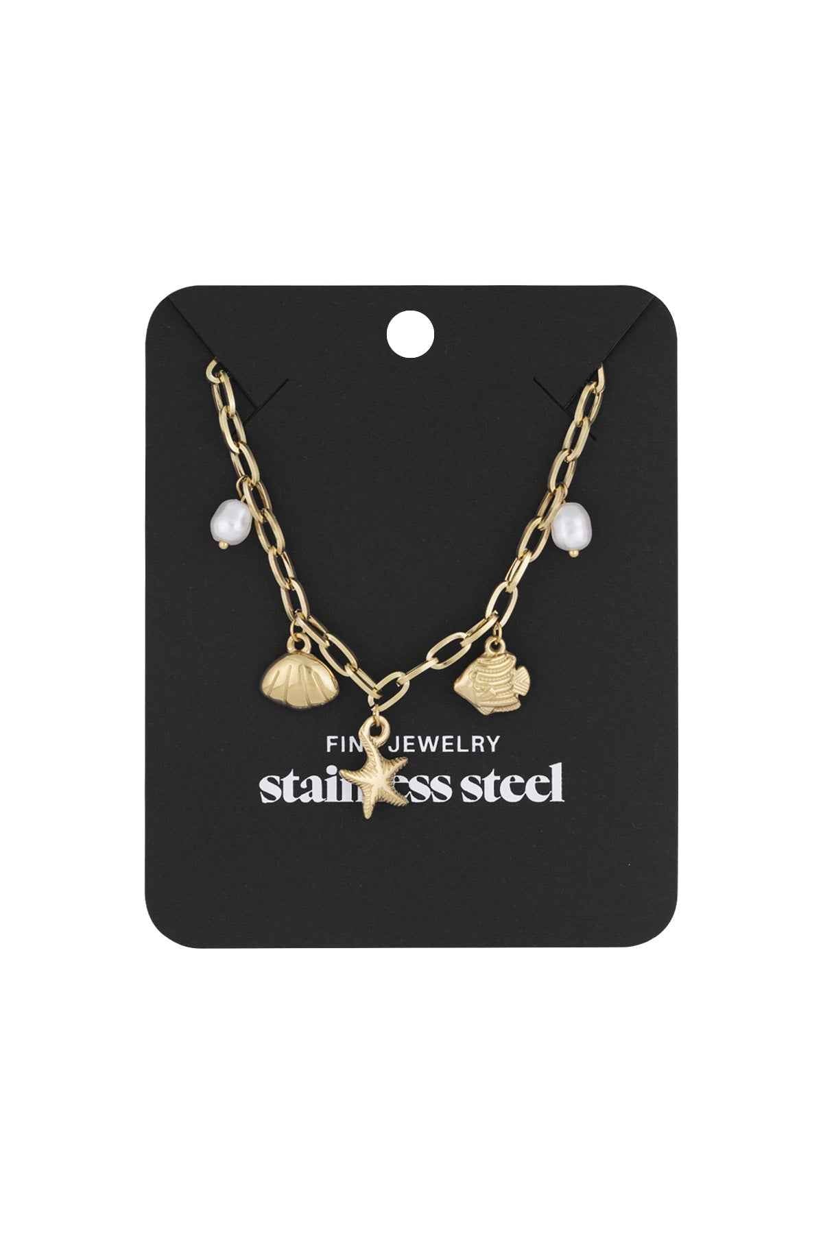 Elegant Oceanic Style Pendant Necklace - Silver & Gold