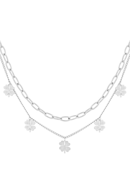 Stylish Multi-Layered Necklace in Silver and Gold