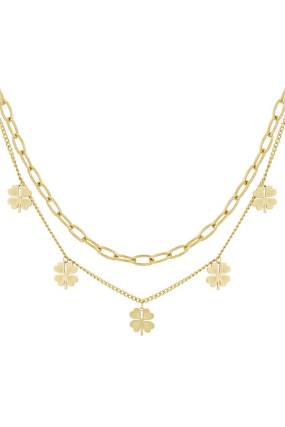 Stylish Multi-Layered Necklace in Silver and Gold