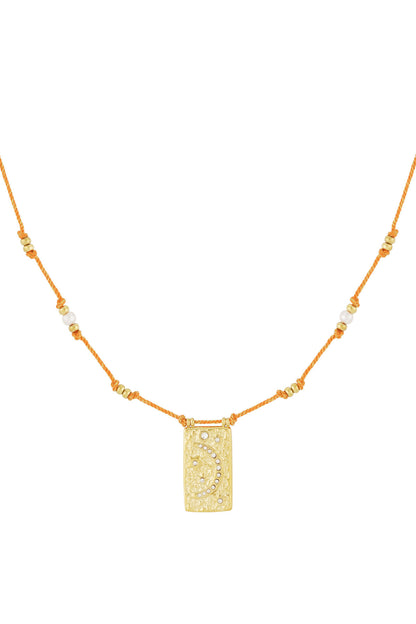 Elegant Braided Necklace in Orange and Fuchsia