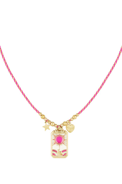Chic Pink & Red Braided Necklace for Spring/Summer