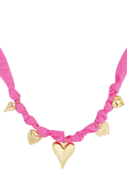 Elegant Braided Necklace in Blue & Fuchsia for Summer