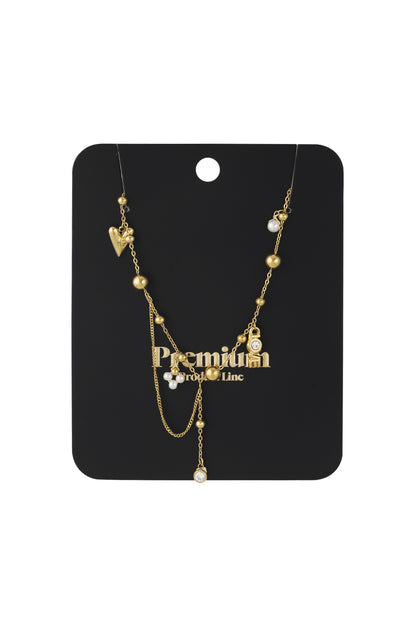 Elegant Irregular Shaped Pendant Necklace - Silver & Gold