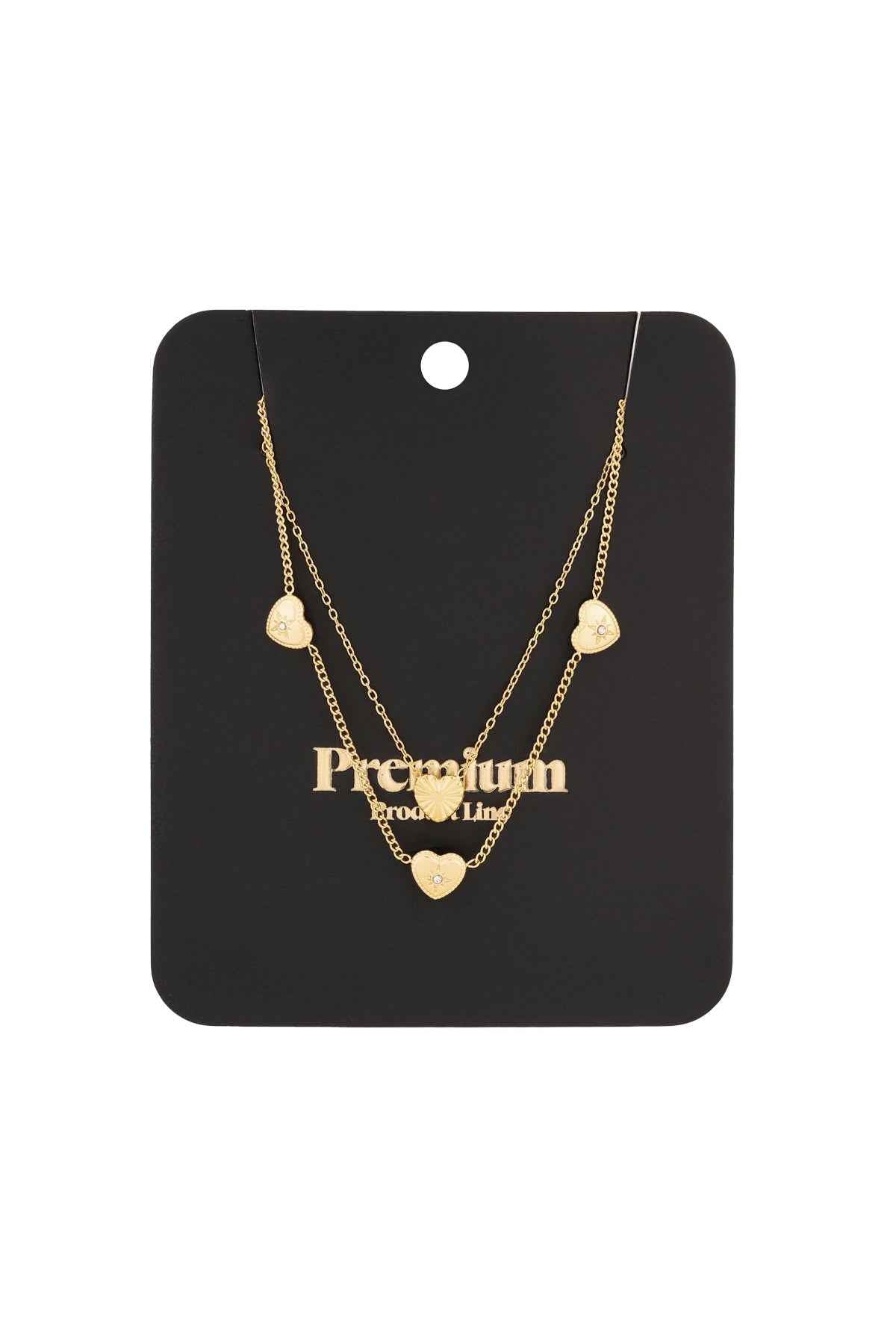Elegant Multi-Layered Heart Necklace in Silver & Gold