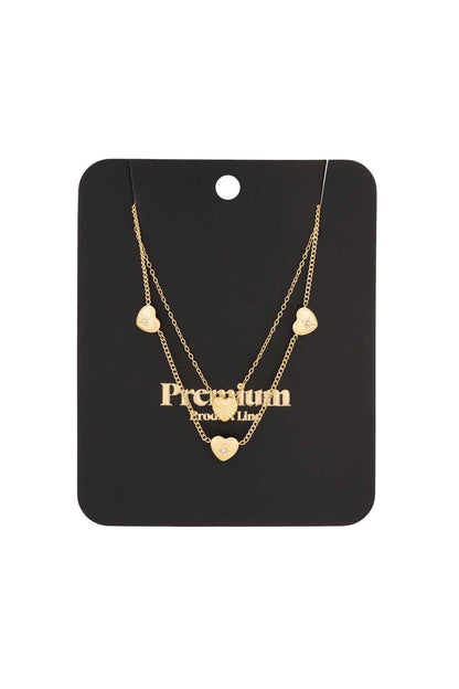 Elegant Multi-Layered Heart Necklace in Silver & Gold