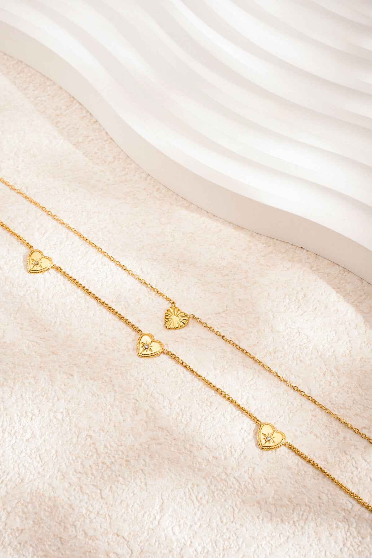 Elegant Multi-Layered Heart Necklace in Silver & Gold