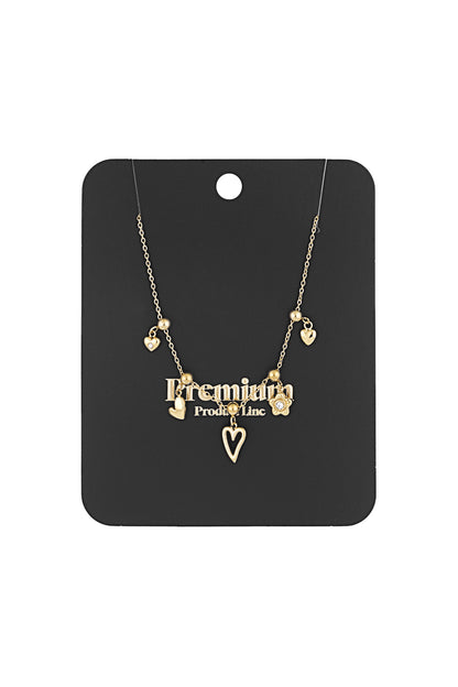 Elegant Heart Pendant Necklace for Women - Silver & Gold