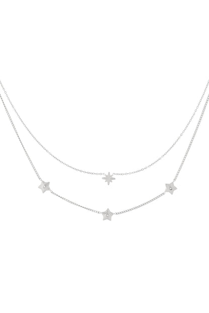 Elegant Star Multi-Layered Necklace for Women - Silver & Gold