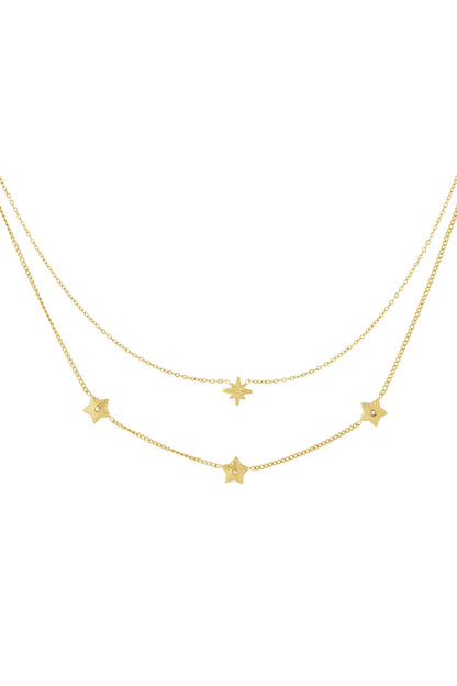 Elegant Star Multi-Layered Necklace for Women - Silver & Gold