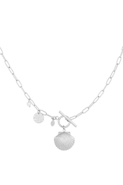 Elegant Oceanic Style Long Necklace in Silver and Gold