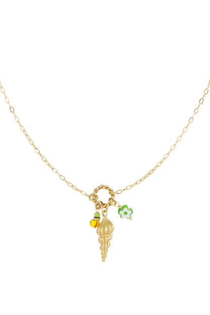 Elegant Gold Colored Oceanic Style Pendant Necklace