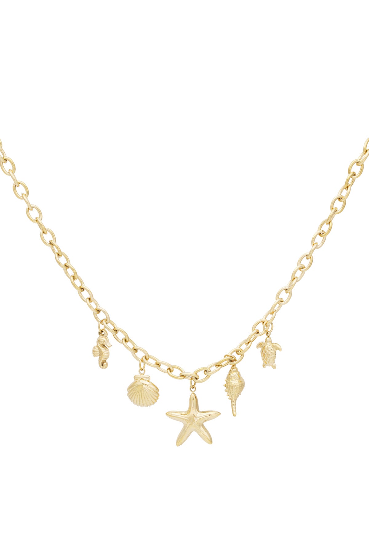 Elegant Gold Colored Stainless Steel Pendant Necklace