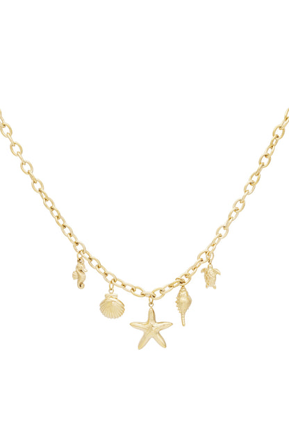 Elegant Gold Colored Stainless Steel Pendant Necklace