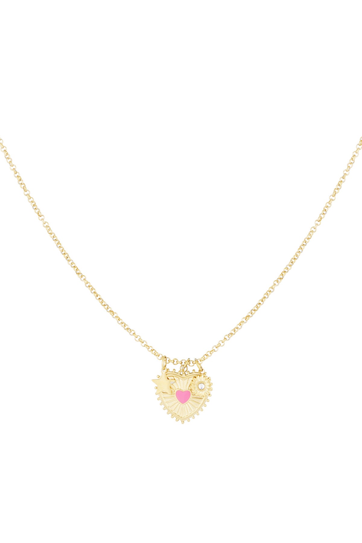 Elegant Heart Pendant Necklace, Pink & Silver, Casual Daily Wear