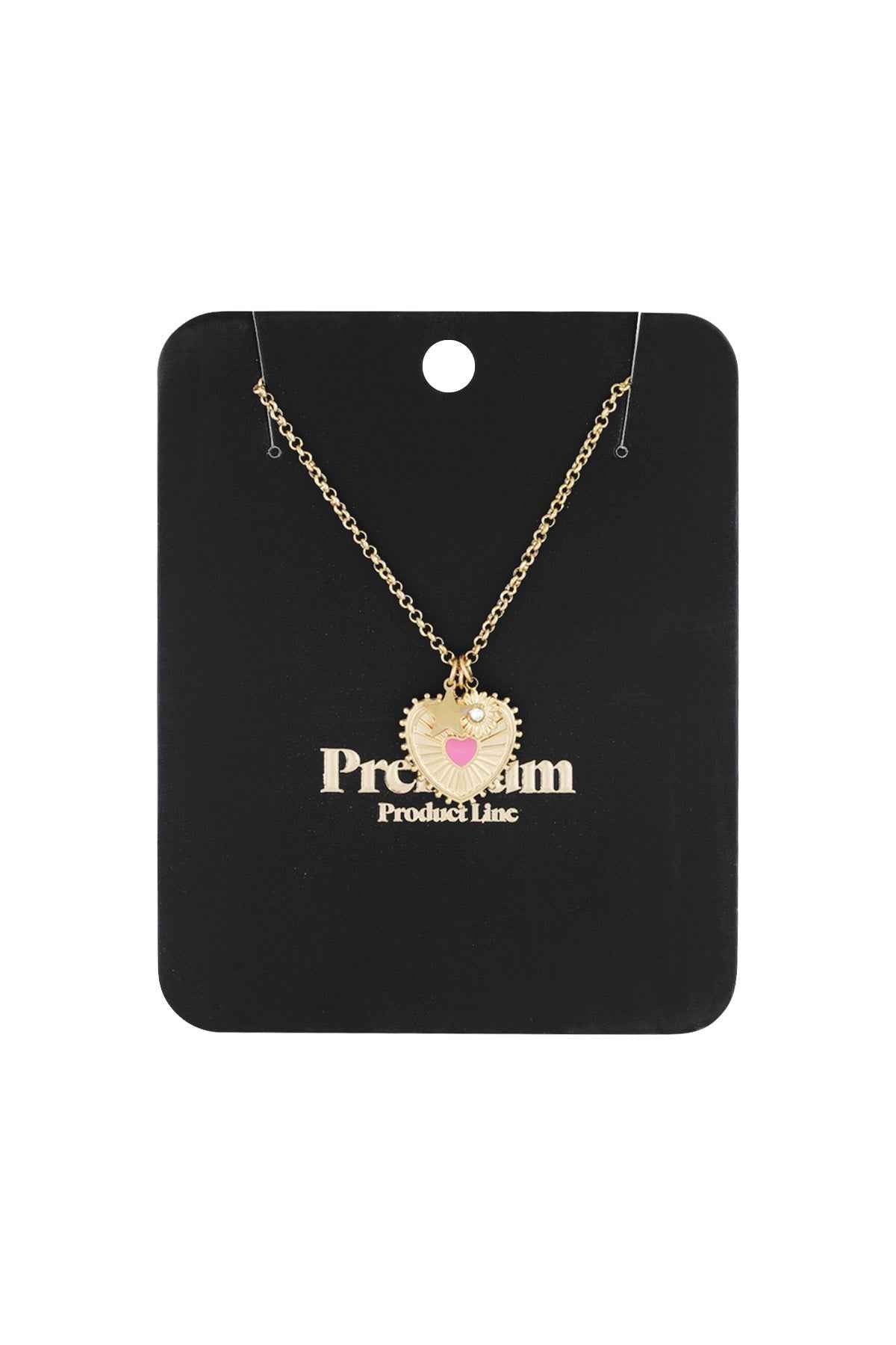 Elegant Heart Pendant Necklace, Pink & Silver, Casual Daily Wear