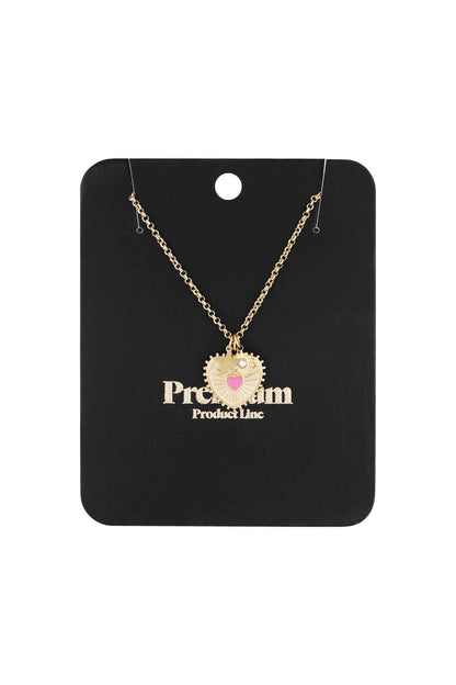 Elegant Heart Pendant Necklace, Pink & Silver, Casual Daily Wear