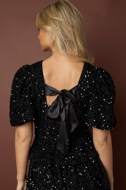 Elegant Sequined Short Sleeve Top for Fall/Winter