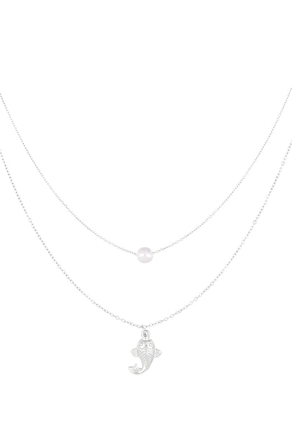 Elegant Multi-Layered Short Necklace in Silver & Gold