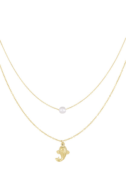 Elegant Multi-Layered Short Necklace in Silver & Gold