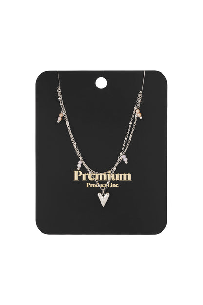 Elegant Multi-Layered Heart Necklace in Silver & Gold