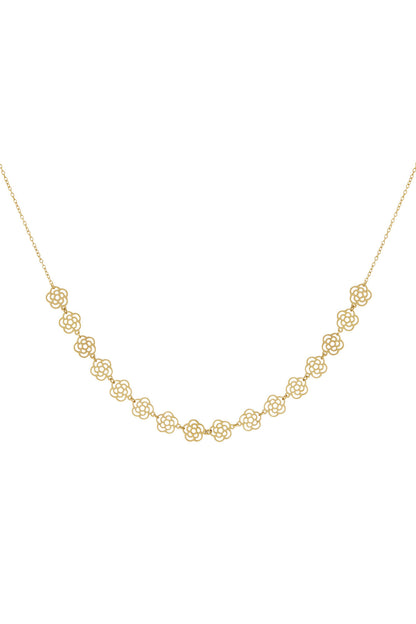 Elegant Flower Chain Necklace for Women - 14K Gold Plated