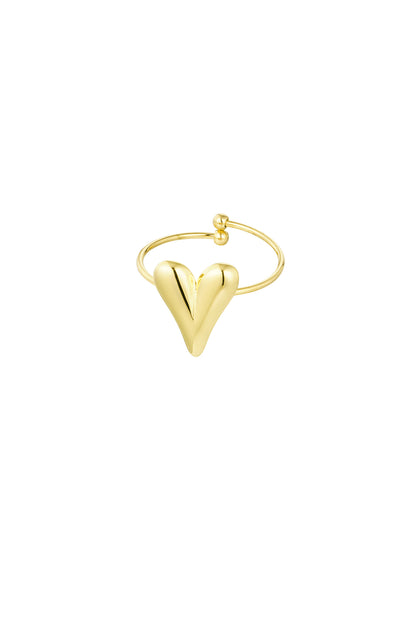 Elegant Heart Statement Ring in Silver & Gold