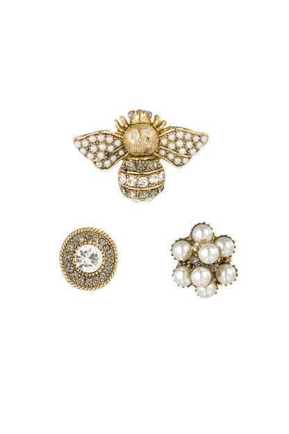 Elegant Multicolour Brooch in White Gold Alloy