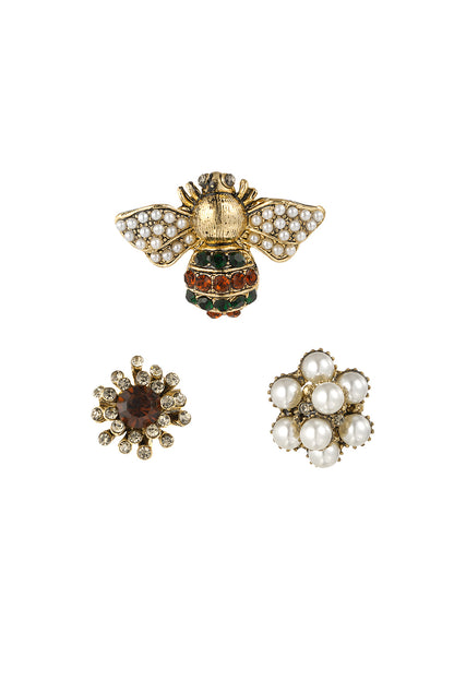 Elegant Multicolour Brooch in White Gold Alloy