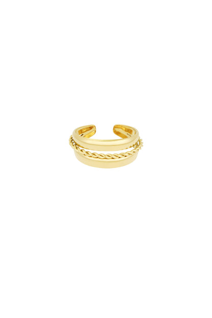 Elegant Statement Ring in Silver & Gold Tones