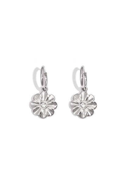Elegant Flower Drop Earrings in Silver and Gold