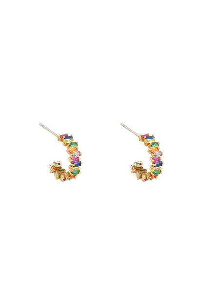 Chic Multicolor Rhinestone Hoop Earrings for Everyday Glam
