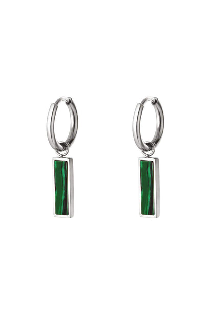 Groene staaf oorbellen Goud kleur Stainless Steel
