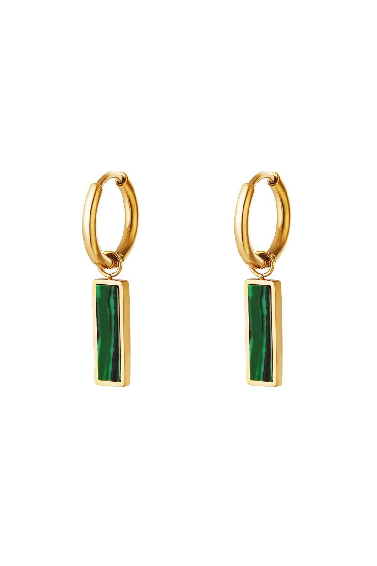 Groene staaf oorbellen Goud kleur Stainless Steel