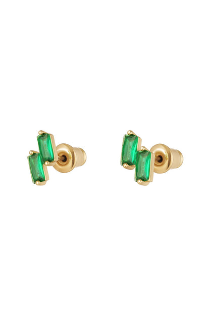 Elegant Mini Rhinestone Stud Earrings in Green, Silver, Gold, and Fuchsia