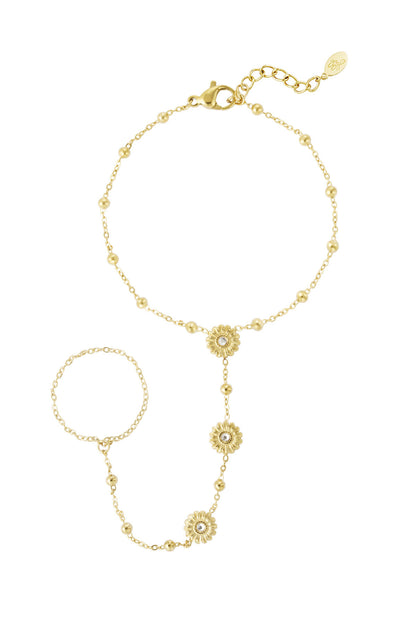 Elegant Hand Chain Bracelet in Silver & Gold