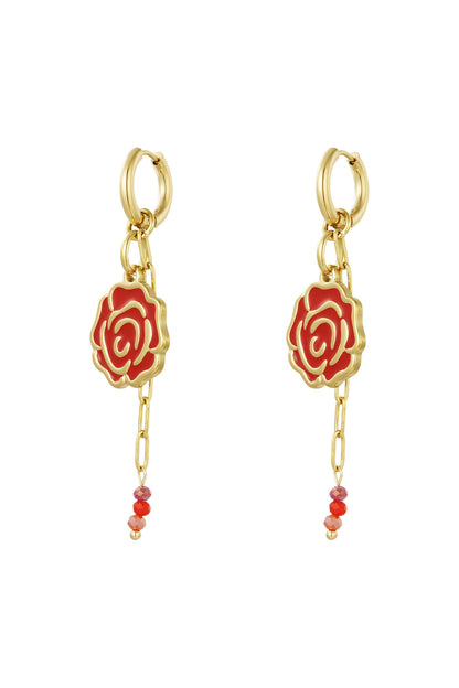 Elegant Pink & Red Statement Drop Earrings