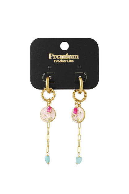 Elegant Pink Drop Earrings in 304S Steel
